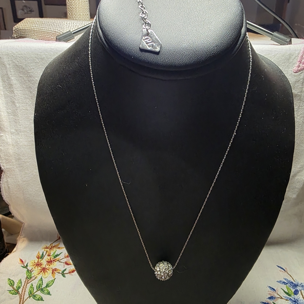 Vintage Park Lane Silver-tone Necklace Features a Disco Ball Pendant Signed